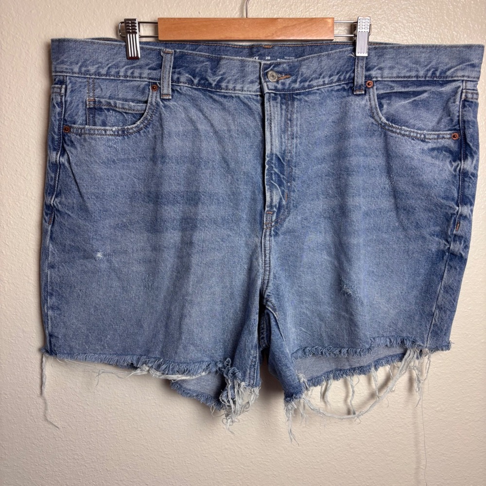 Old Navy Womens 20 High Rise Slouchy Straight Jean Shorts Distressed Cutoff Y2K